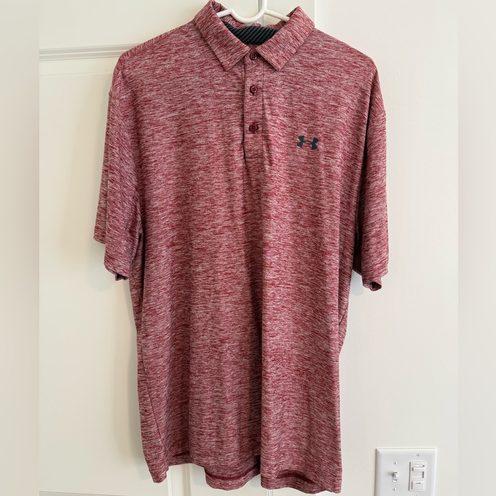 Mens Under Armour Golf Polo - Heather Red - XL